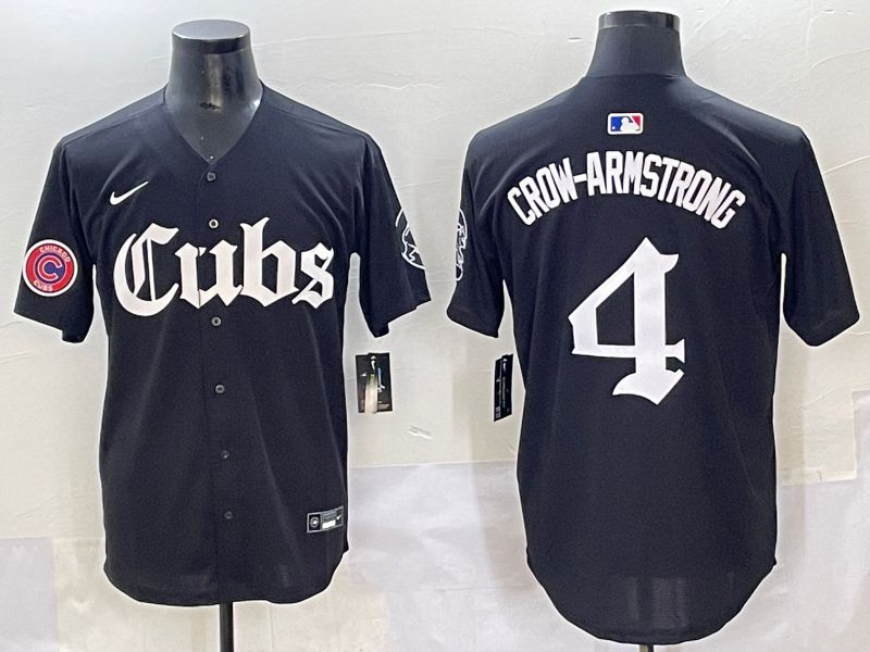Men 2025 Chicago Cubs 4 Crow-Armstrong Black Five generations Joint Name Nike MLB Jersey style 16